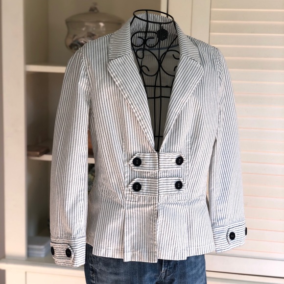 LOFT Jackets & Blazers - Loft Blue Ticking Military Style Jacket